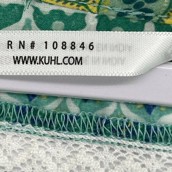 Kuhl Flora Sleeveless Tank Blouse Silk Blend Women's XL Blue Green Boho Resort - Picture 6 of 12